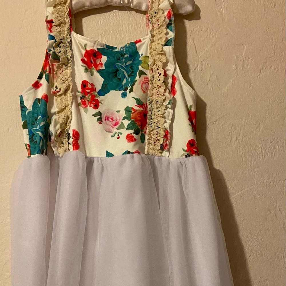 White Floral Tulle Dress